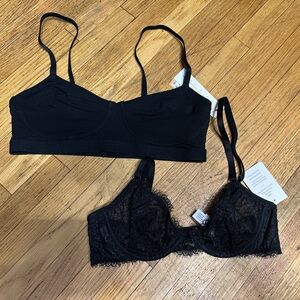 Auden Black Lace and Smooth Bras Duo